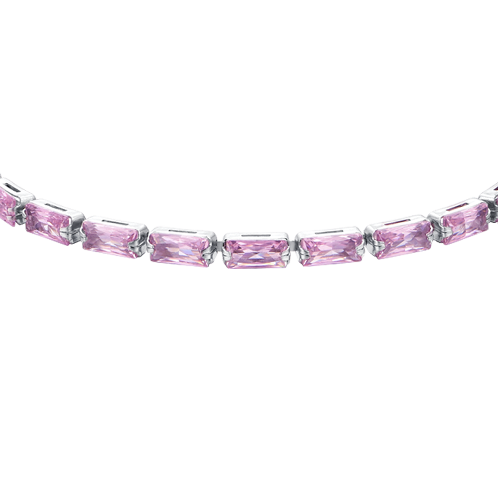 BRACCIALE TENNIS DONNA ZIRCONI BAGUETTE ROSA Luca Barra