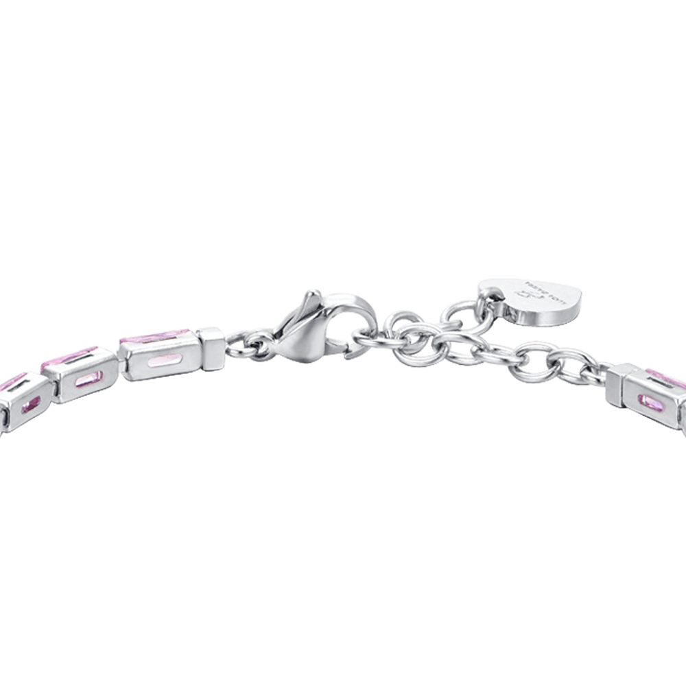 BRACCIALE TENNIS DONNA ZIRCONI BAGUETTE ROSA Luca Barra