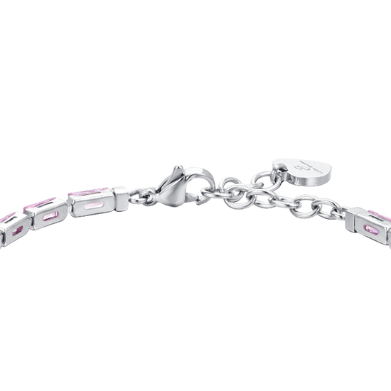 BRACCIALE TENNIS DONNA ZIRCONI BAGUETTE ROSA Luca Barra