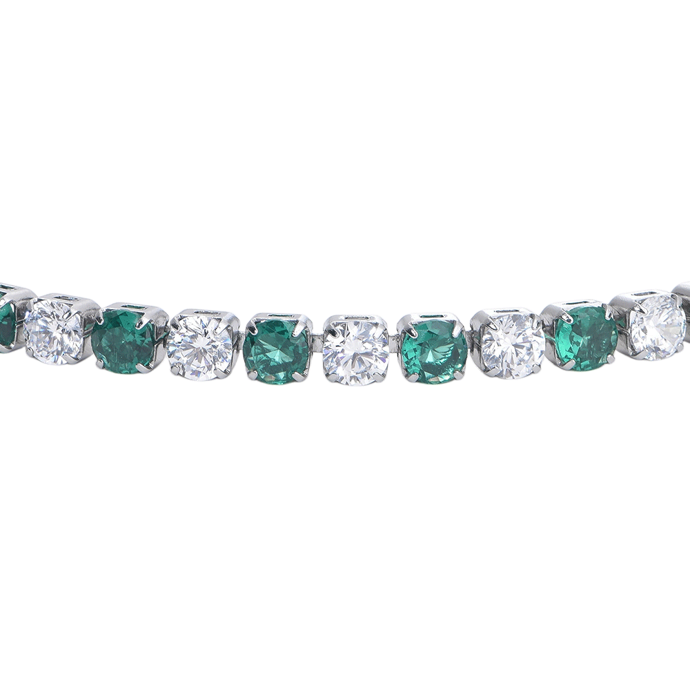 GREEN AND WHITE CRYSTALS WOMEN'S TENNIS BRACELET