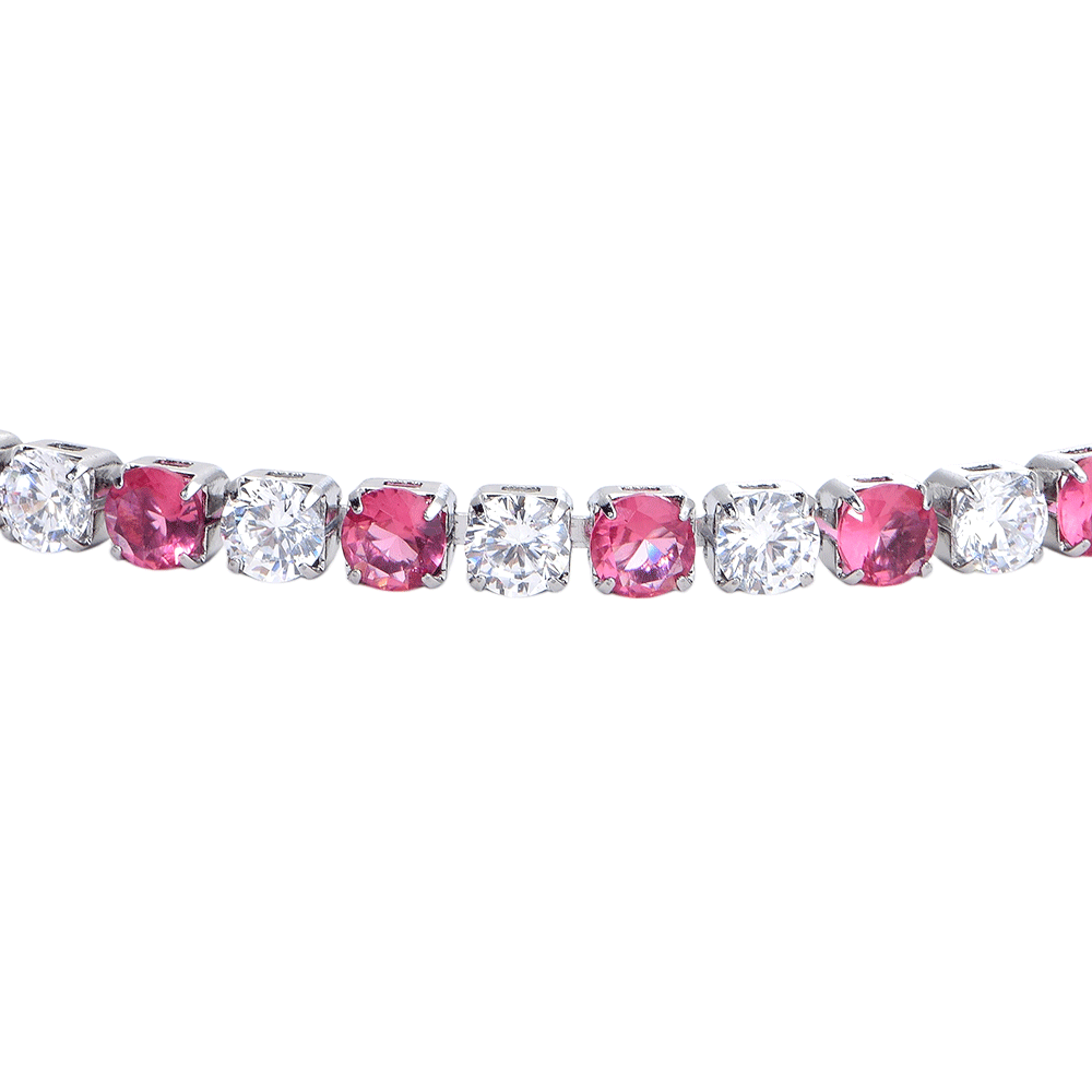 PULSERA TENIS MUJER CRISTALES ROJOS Y BLANCOS