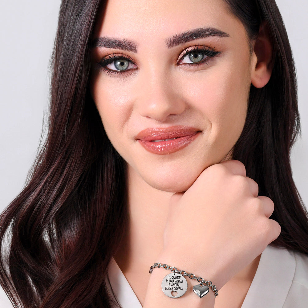 BRACCIALE DONNA IN ACCIAIO IL CUORE DI UNA NONNA