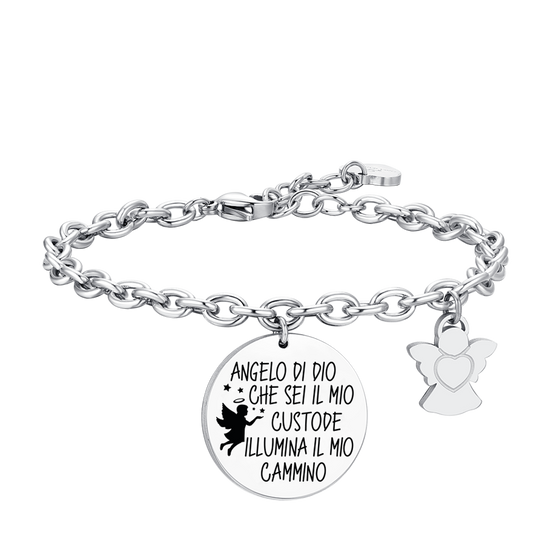 Bracciale Donna Argento 925 Con Stella E Ali D'angelo - Regolabile 16,5+4,5 Cm, Gioiello In Titanio Placcato Argento, Regalo Per Amica O Mamma