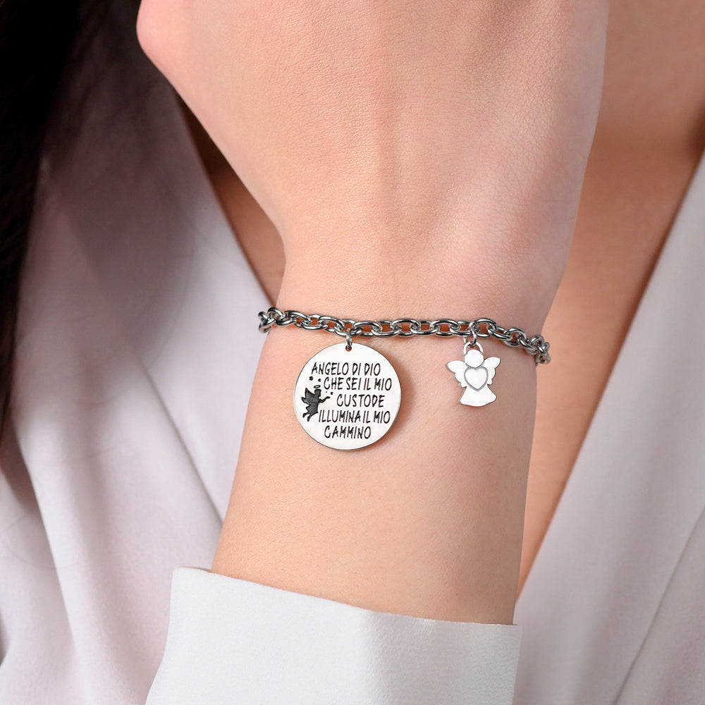 BRACCIALE DONNA IN ACCIAIO CON CHARM ANGELO