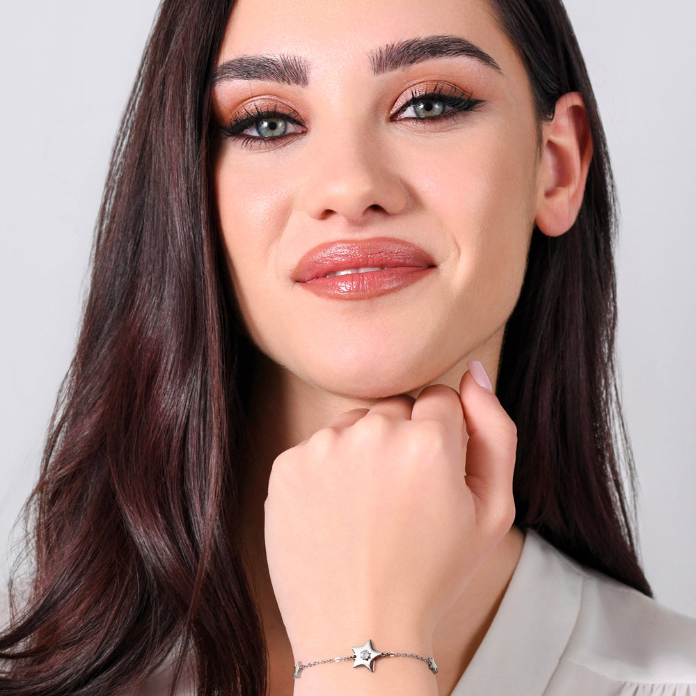BRACCIALE DONNA IN ACCIAIO STELLE E ZIRCONI