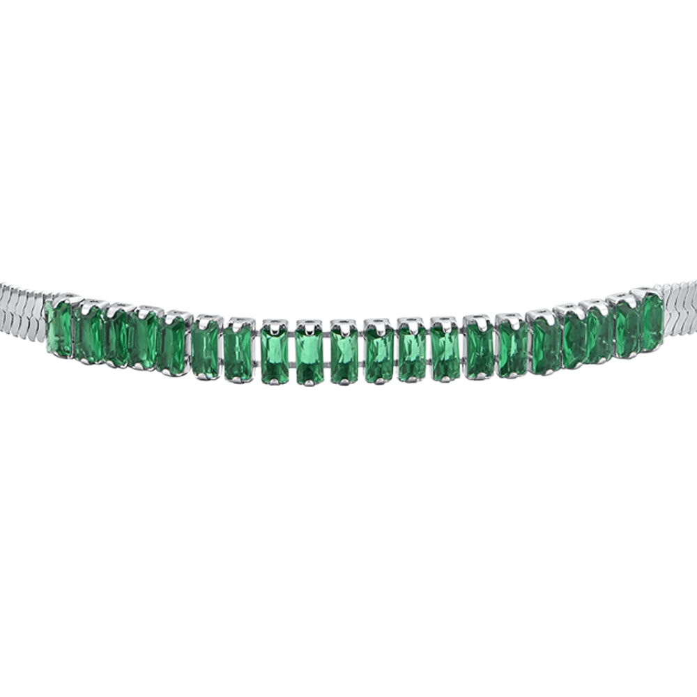 BRACCIALE DONNA IN ACCIAIO ZIRCONI VERDI