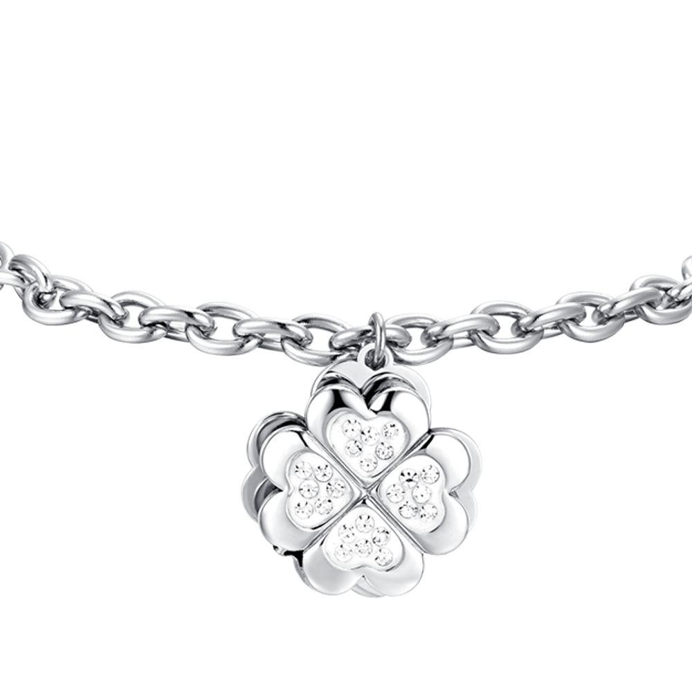 BRACCIALE DONNA IN ACCIAIO QUADRIFOGLIO GIREVOLE