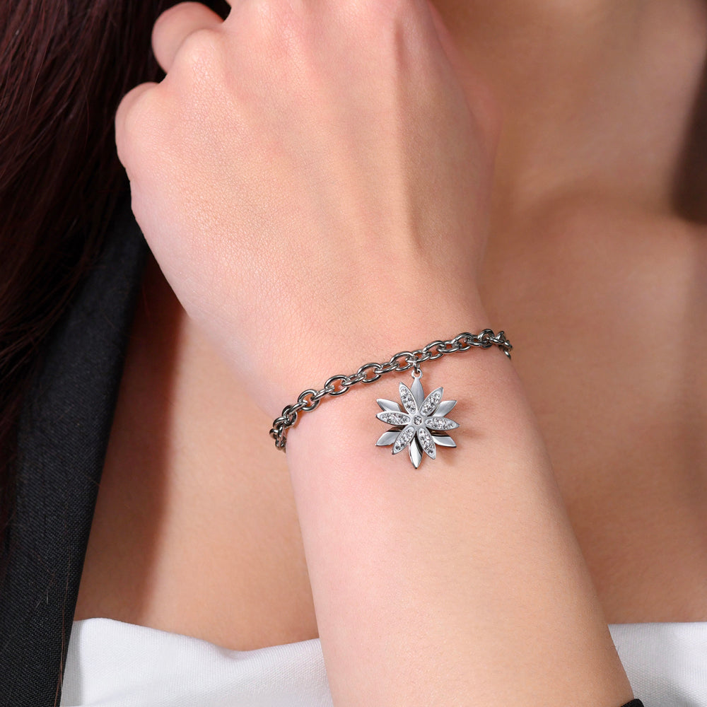 1pz bracciale in acciaio inox 17cm +5cm perline 6mm