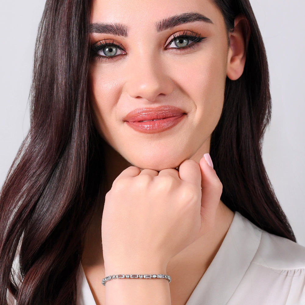 BRACCIALE TENNIS DONNA IN ACCIAIO ZIRCONI BIANCHI