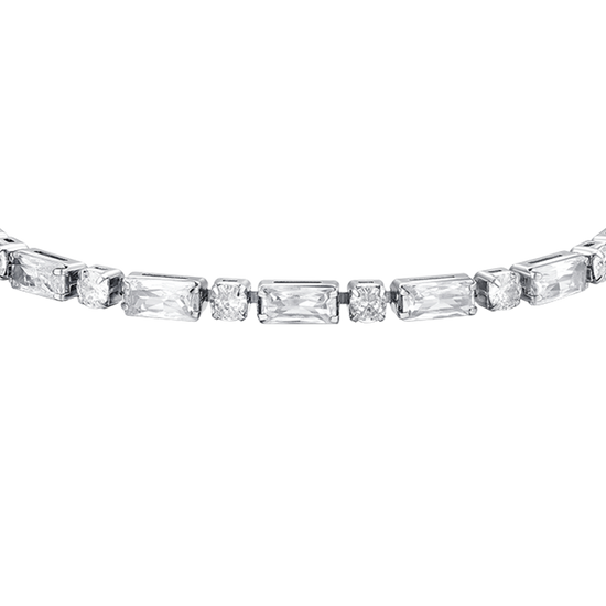 BRACCIALE TENNIS DONNA IN ACCIAIO ZIRCONI BIANCHI