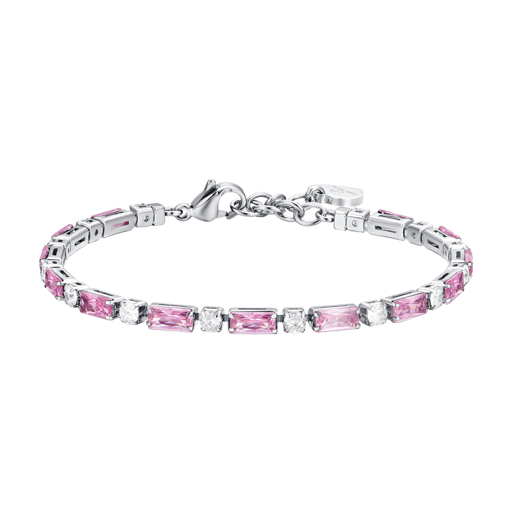 BRACCIALE TENNIS DONNA IN ACCIAIO ZIRCONI ROSA Luca Barra