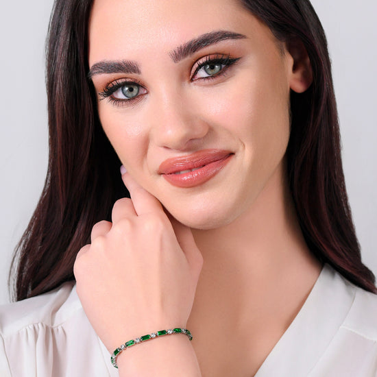 BRACCIALE TENNIS DONNA IN ACCIAIO ZIRCONI VERDI