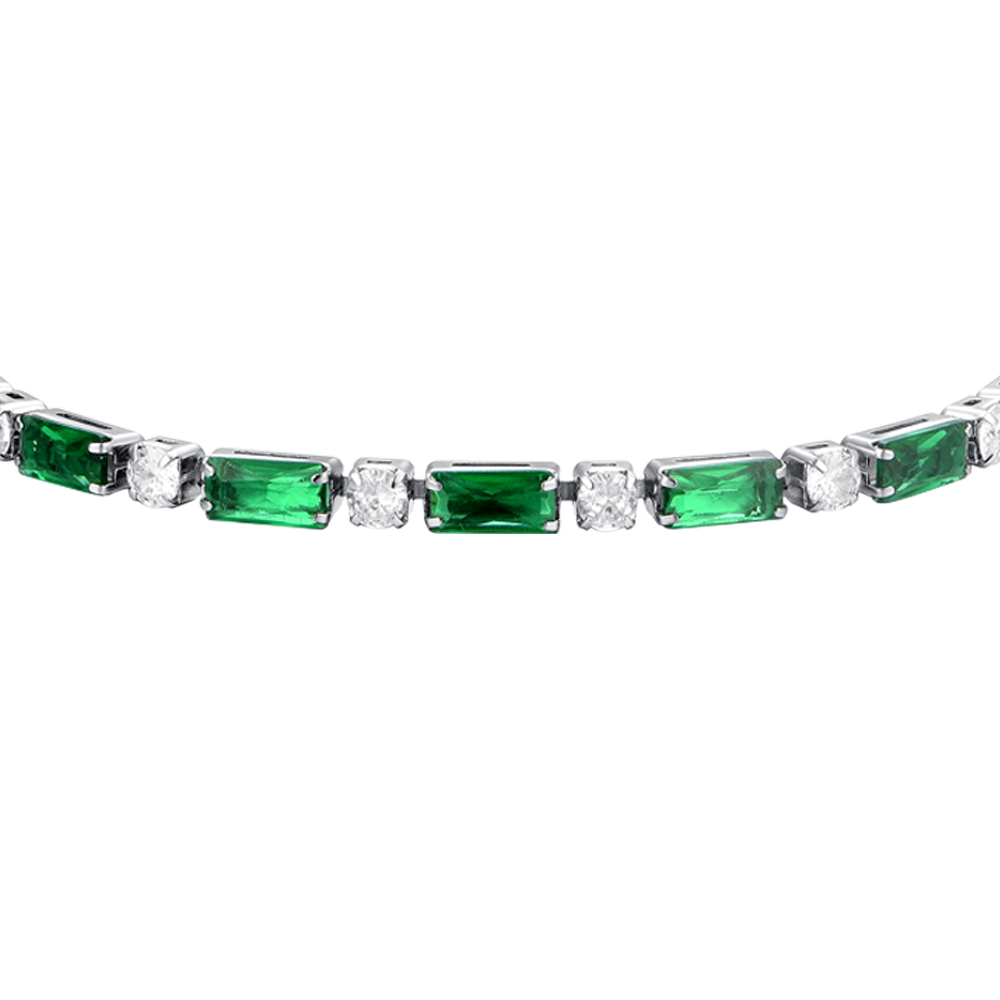 BRACCIALE TENNIS DONNA IN ACCIAIO ZIRCONI VERDI