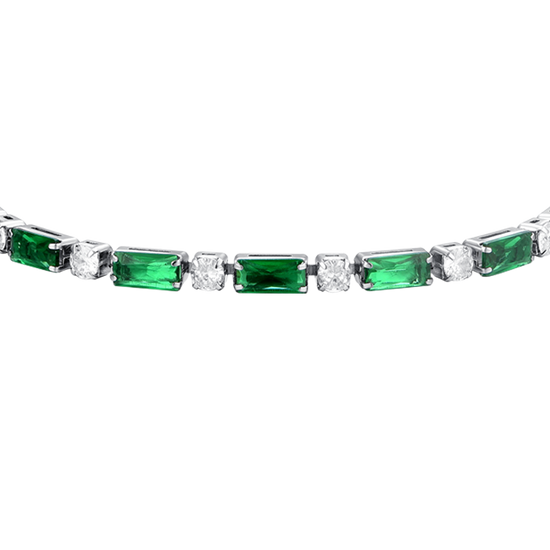 BRACCIALE TENNIS DONNA IN ACCIAIO ZIRCONI VERDI