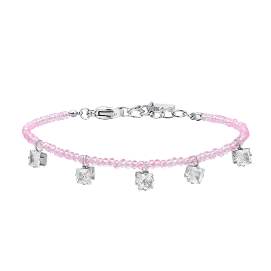 BRACCIALE DONNA IN ACCIAIO CRISTALLI ROSA E ZIRCONI BIANCHI Luca Barra