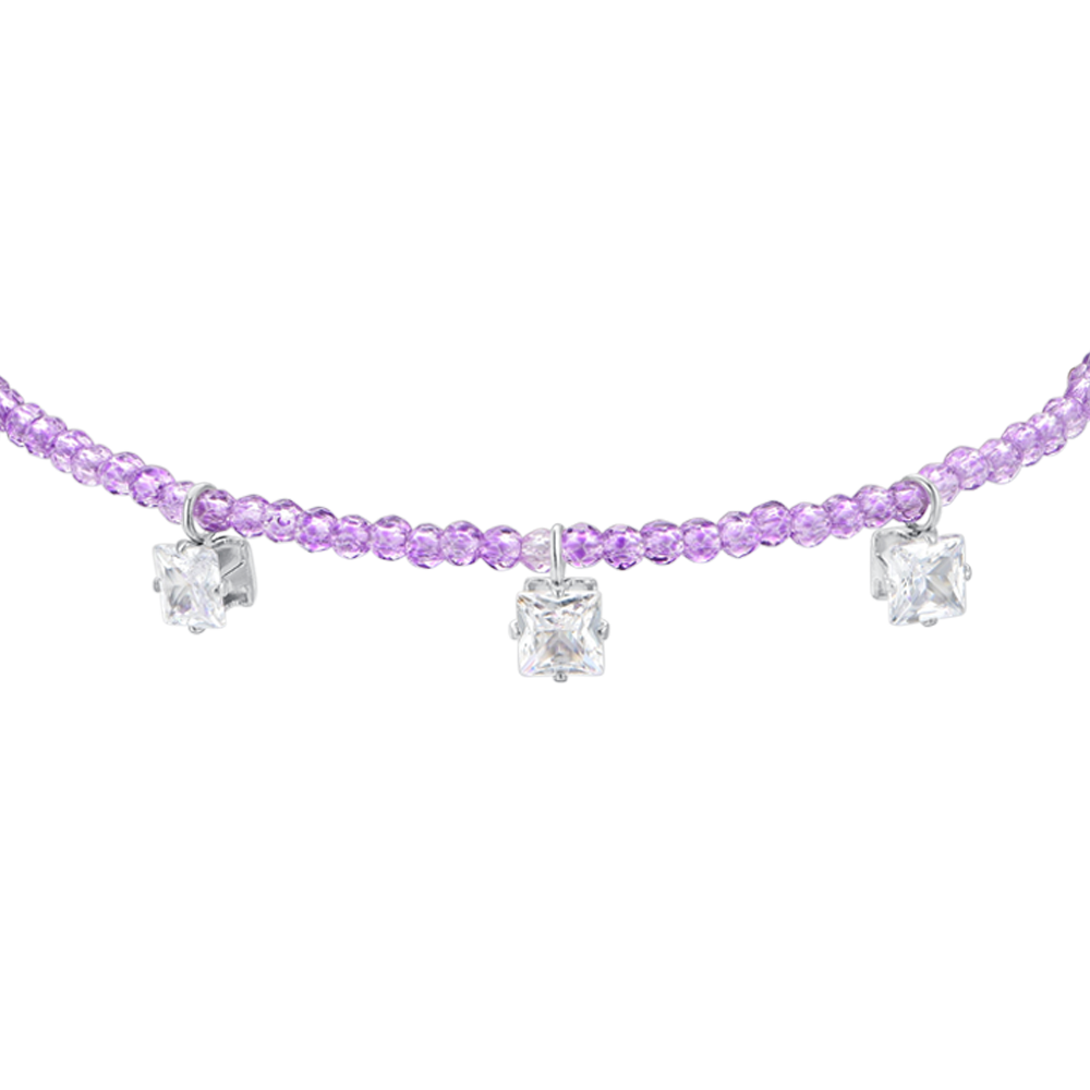 BRACCIALE DONNA IN ACCIAIO CRISTALLI VIOLA E ZIRCONI BIANCHI