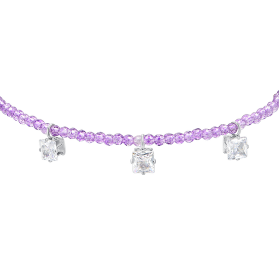 BRACCIALE DONNA IN ACCIAIO CRISTALLI VIOLA E ZIRCONI BIANCHI