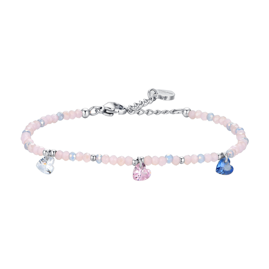 BRACCIALE DONNA IN ACCIAIO PIETRE ROSA E CRISTALLI MULTICOLOR Luca Barra