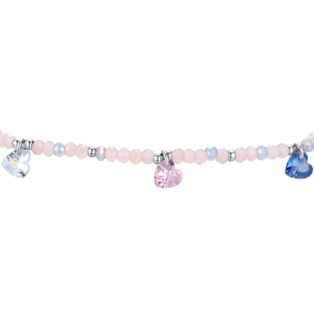 BRACCIALE DONNA IN ACCIAIO PIETRE ROSA E CRISTALLI MULTICOLOR