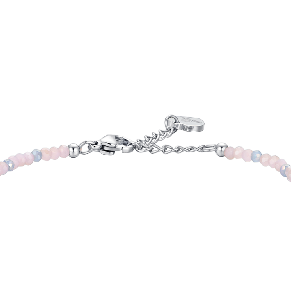 BRACCIALE DONNA IN ACCIAIO PIETRE ROSA E CRISTALLI MULTICOLOR