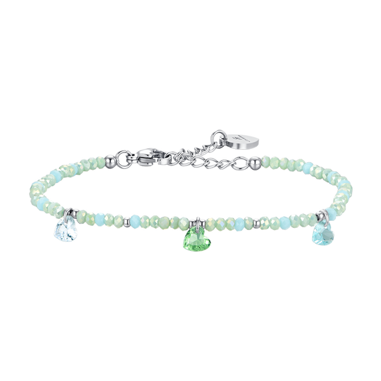 BRACCIALE DONNA IN ACCIAIO PIETRE VERDE ACQUA E CRISTALLI Luca Barra