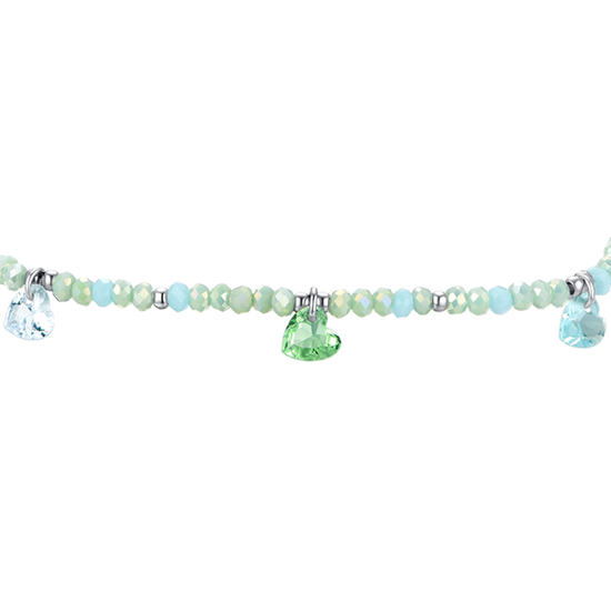BRACCIALE DONNA IN ACCIAIO PIETRE VERDE ACQUA E CRISTALLI
