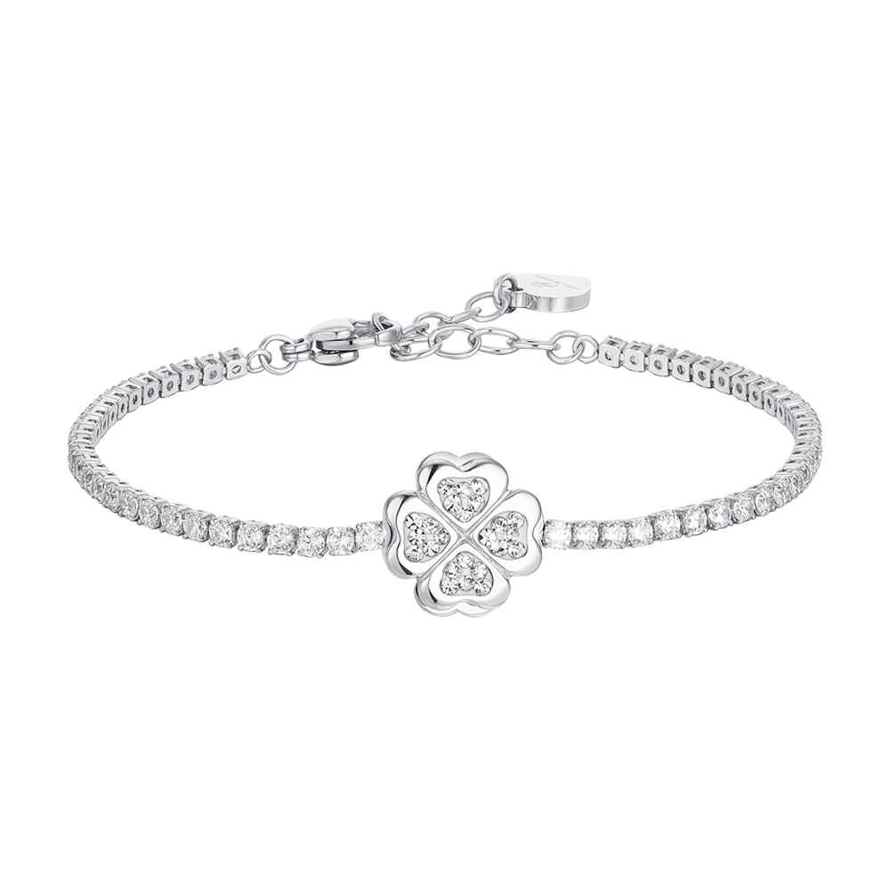 Bracciale donna in Acciaio e cristalli Luca Barra Quadrifoglio