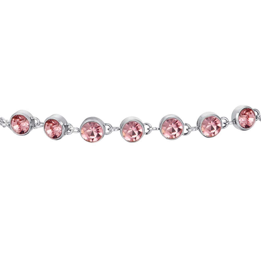 BRACCIALE DONNA IN ACCIAIO CRISTALLI ROSA