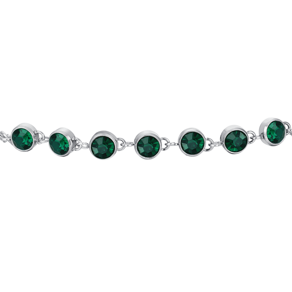 BRACCIALE DONNA IN ACCIAIO CRISTALLI VERDE