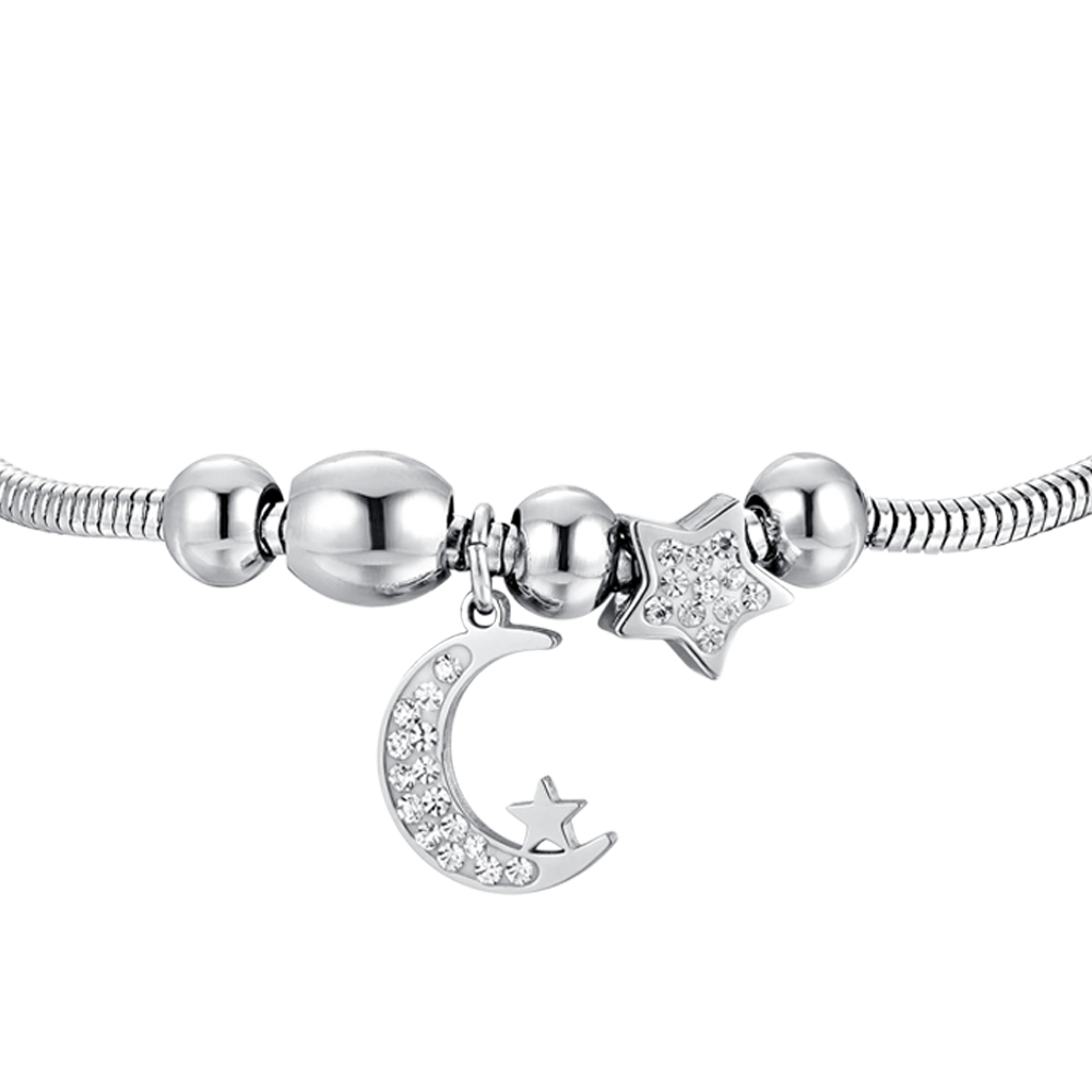 BRACCIALE DONNA IN ACCIAIO LUNA E CRISTALLI