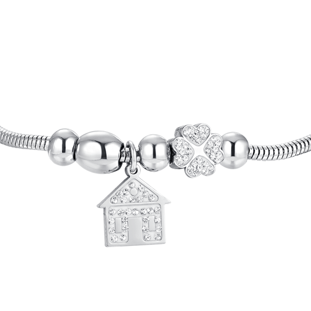 BRACCIALE DONNA IN ACCIAIO CASA E CRISTALLI