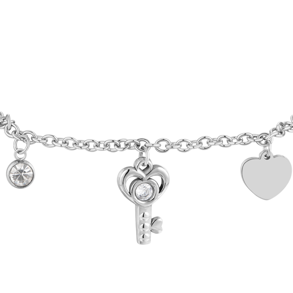 BRACCIALE DONNA IN ACCIAIO CHIAVE E CUORE