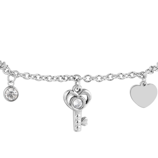 BRACCIALE DONNA IN ACCIAIO CHIAVE E CUORE