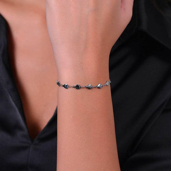 1 pezzo Bracciale a forma di cuore vintage lucido in argento Sterling S925 per donne, ragazze 1 pezzo Bracciale a forma di cuore vintage lucido in argento Sterling S925 per donne, ragazze