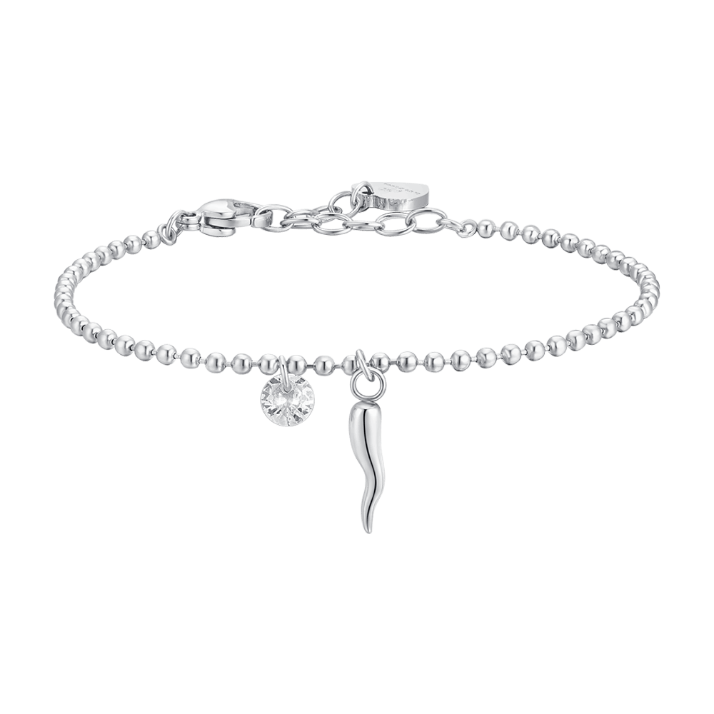 Qudo Bracciale Deluxe In Acciaio Inox Con Zirconi - Lunghezza 22,5 Cm - Ispirato A Ceccano