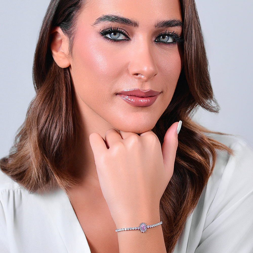 LUCA BARRA BRACCIALE TENNIS DONNA IN ACCIAIO IP GOLD CON CRISTALLI BIANCHI - Foto 10