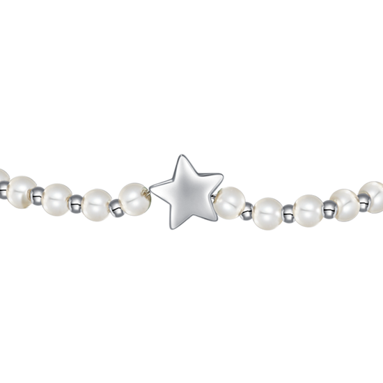 BRACCIALE DONNA IN ACCIAIO E PERLE SINTETICHE BIANCHE CON STELLA
