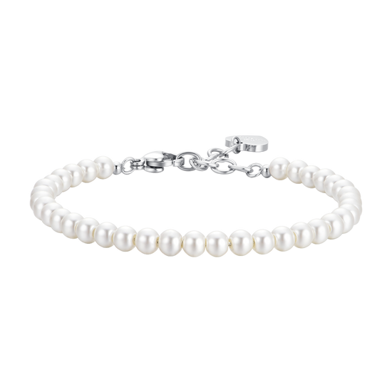 BRACCIALE DONNA IN ACCIAIO CON PERLE BIANCHE