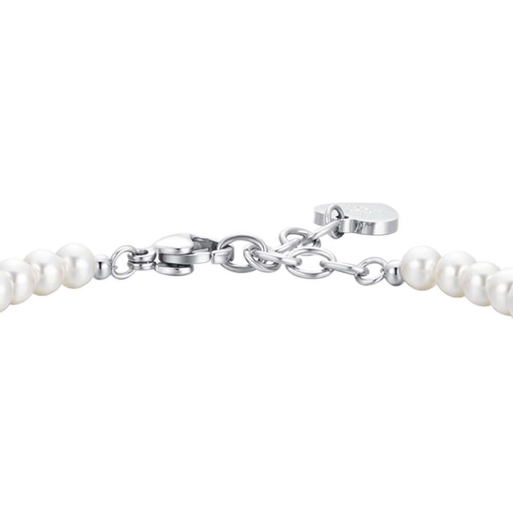 BRACCIALE DONNA IN ACCIAIO CON PERLE BIANCHE
