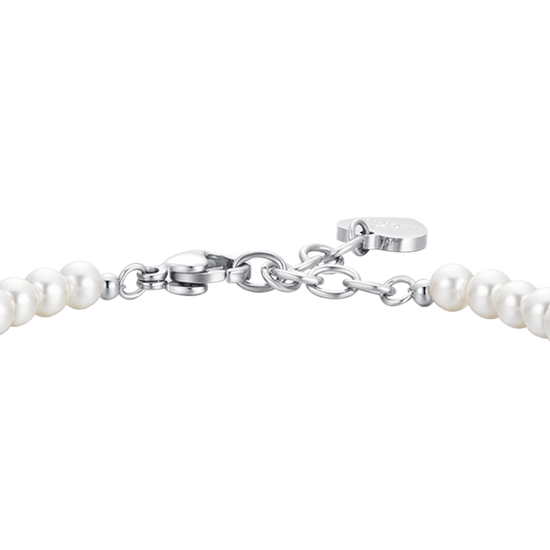 BRACCIALE DONNA IN ACCIAIO CON PERLE BIANCHE