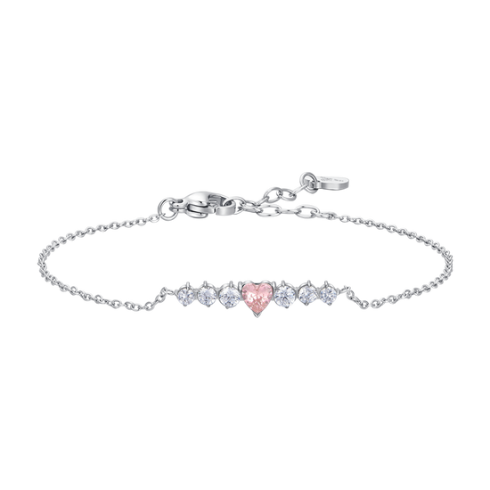Bracciale in argento placcato oro rosa con cristalli fuxia Bracciale in argento placcato oro rosa con cristalli fuxia