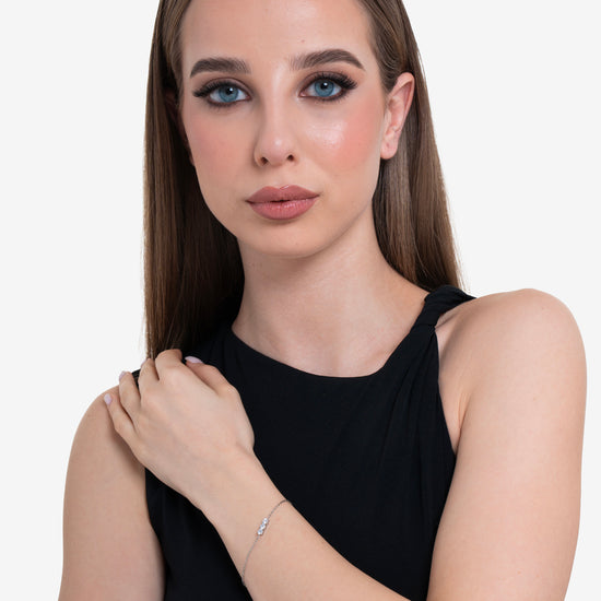BRACCIALE DONNA IN ACCIAIO CON CRISTALLI BIANCHI