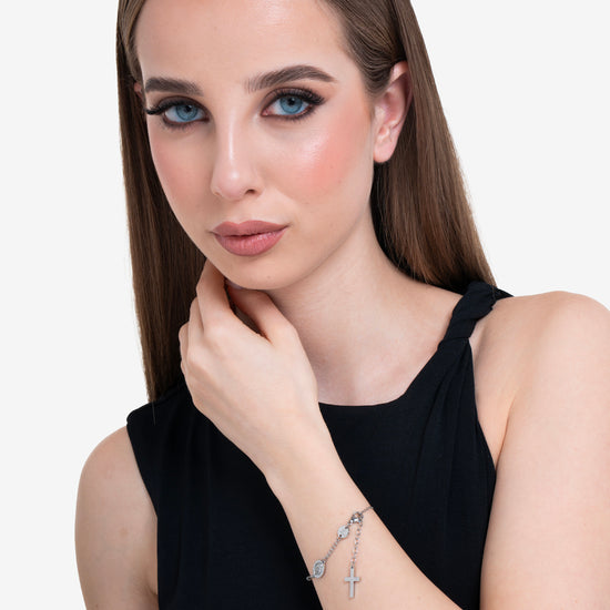 BRACCIALE DONNA ROSARIO IN ACCIAIO