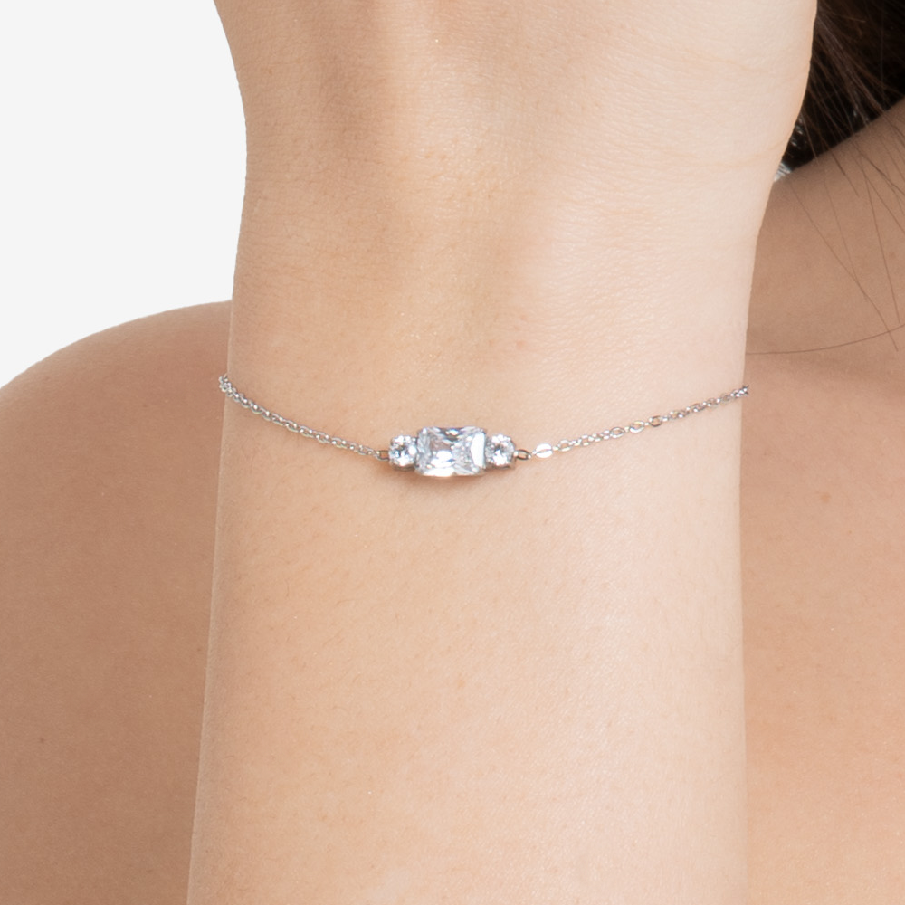 BRACCIALE DONNA IN ACCIAIO, STELLA CON ZIRCONE BIANCO, LUNE E STELLE - Foto 6