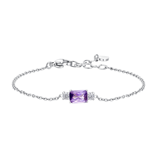BRACCIALE DONNA IN ACCIAIO CON ZIRCONI VIOLA E BIANCHI