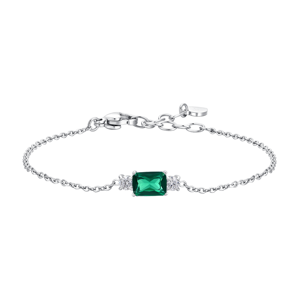 BRACCIALE DONNA IN ACCIAIO CON ZIRCONI VERDE E BIANCHI