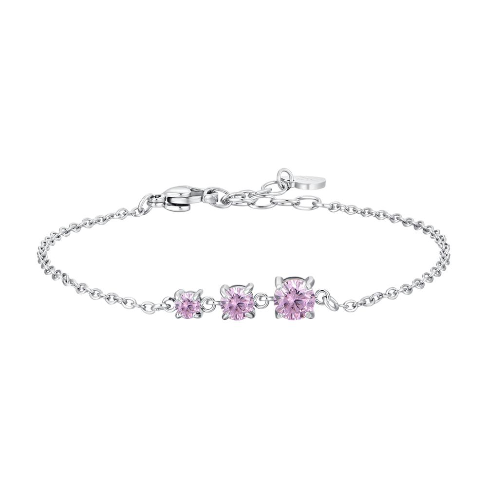 BRACCIALE DONNA IN ACCIAIO CON ZIRCONI ROSA