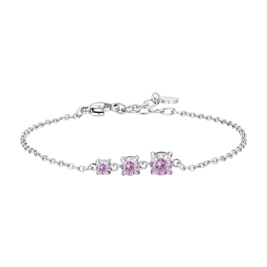 BRACCIALE DONNA IN ACCIAIO CON ZIRCONI ROSA