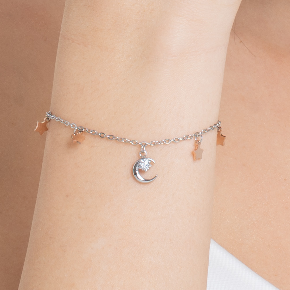 Bracciale Donna In Argento 925 Con Pietra Di Luna Arcobaleno – Fatto A Mano In India, Lunghezza 6,5 Pollici – Gioiello Naturale Per Fortuna E Benessere