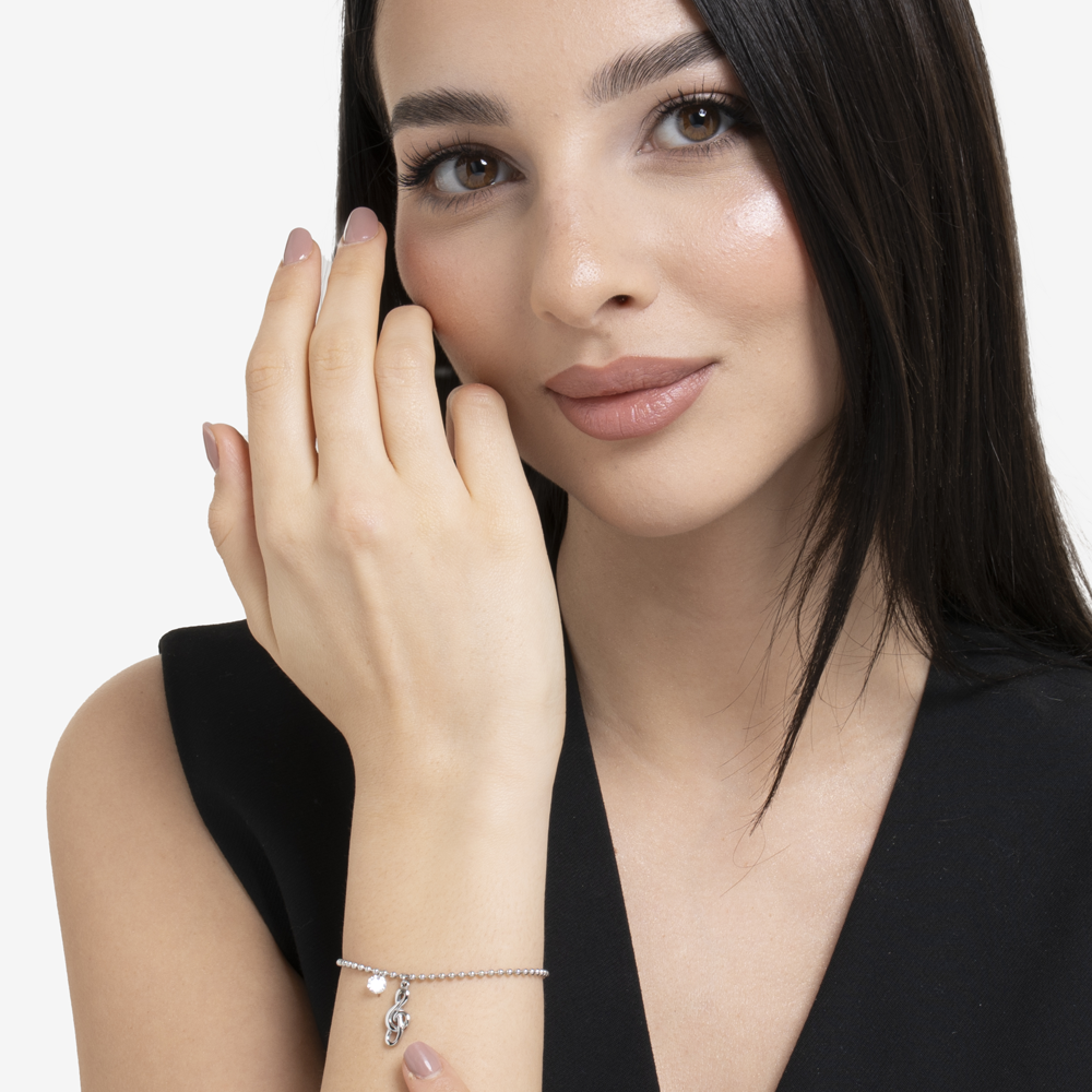BRACCIALE DONNA IN ACCIAIO CON NOTA MUSICALE E ZIRCONE BIANCO